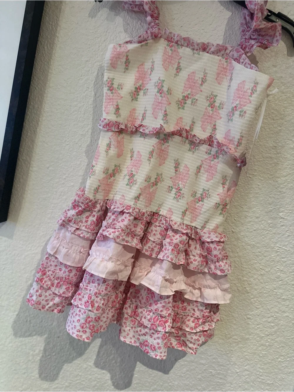 LoveShackFancy Kids Pink Floral Ruffled Sundress